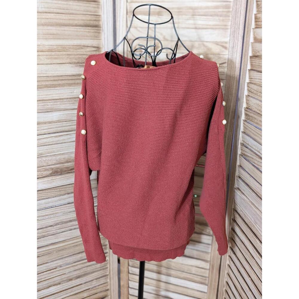BELLDINI-SIZE Medium  COLOR‎ Orange  JEWELED ARM  SWEATER FOR WOMAN